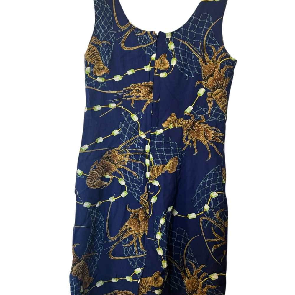 Jams World Navy Blue Sleeveless Lobster Print Sheath Dress - Picture 4 of 5